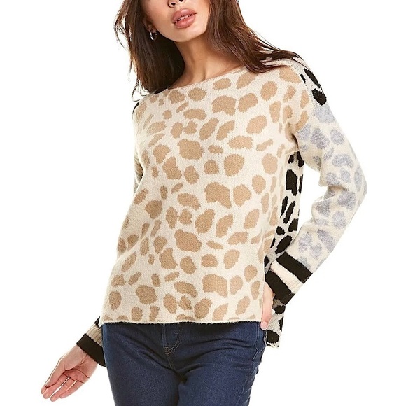 REVOLVE X CENTRAL PARK WEST Colorblock Animal Print Knit Oversized Sweater M - Picture 5 of 10